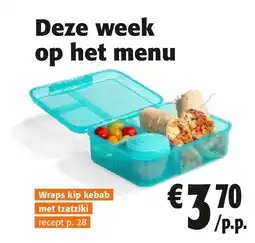 Colruyt Wraps kip kebab met tzatziki recept p. 28 aanbieding