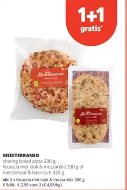 Spar Mediterraneo focaccia met look & mozzarella aanbieding