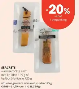 Spar SEACRETS warmgerookte zalm met kruiden 125 g aanbieding
