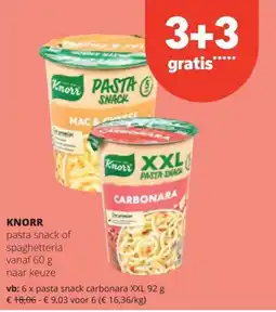 Spar Knorr pasta snack carbonara aanbieding