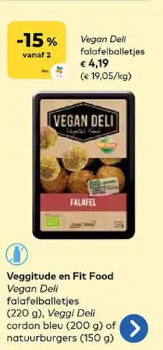 Bio Planet Veggitude en Fit Food Vegan Deli falafelballetjes aanbieding