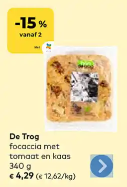 Bio Planet De Trog focaccia met tomaat en kaas aanbieding