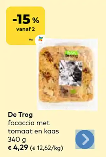 Bio Planet De Trog focaccia met tomaat en kaas aanbieding