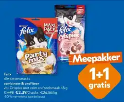 OKay Felix Crispies met zalm en forelsmaak 45 g aanbieding