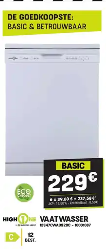 Electro Depot High One VAATWASSER 12S47CWAD929C aanbieding