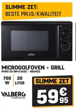Electro Depot Valberg MICROGOLFOVEN + GRILL MWO 20 GM K343C aanbieding