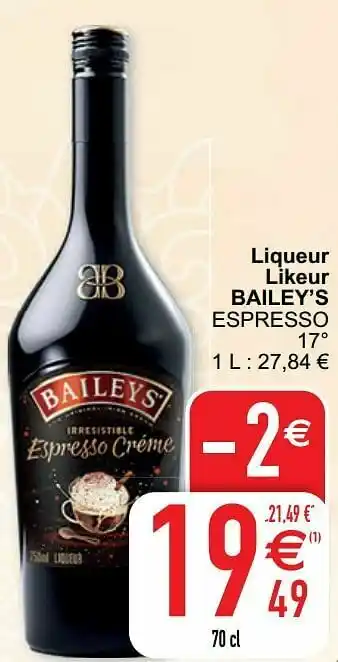 Cora Liqueur likeur bailey’s espresso aanbieding