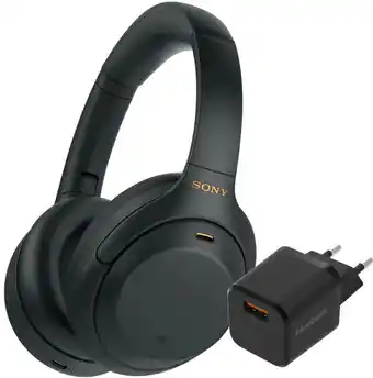 Coolblue Sony WH-1000XM4 Zwart + BlueBuilt Quick Charge Oplader met Usb A Poort 18W Zwart aanbieding