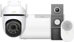 Coolblue TP-Link Tapo H500 Smart HomeBase + C530WS + D235 Smart Battery & Wired Doorbell aanbieding