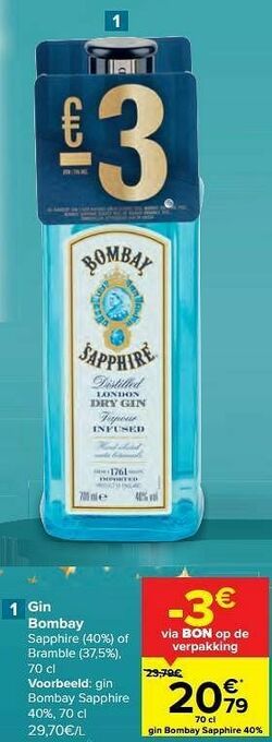 Carrefour Gin bombay sapphire aanbieding