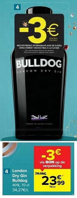 Carrefour London dry gin bulldog aanbieding
