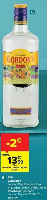 Carrefour Gordon’s london dry gin aanbieding