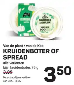 Ekoplaza Van de plant / van de koe kruidenboter of spread aanbieding