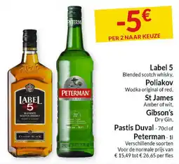 Intermarché Label 5, Poliakov, St James, Gibson's, Pastis Duval of Peterman aanbieding