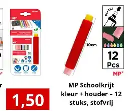 NH Market MP Schoolkrijt kleur + houder – 12 stuks, stofvrij aanbieding