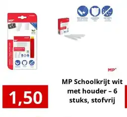 NH Market MP Schoolkrijt wit met houder – 6 stuks, stofvrij aanbieding