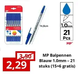 NH Market MP Balpennen Blauw 1.0mm – 21 stuks (15+6 gratis) aanbieding