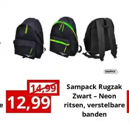 NH Market Sampack Rugzak Zwart – Neon ritsen, verstelbare banden aanbieding