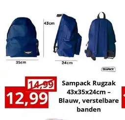 NH Market Sampack Rugzak 43x35x24cm – Blauw, verstelbare banden aanbieding