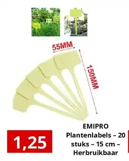 NH Market EMIPRO Plantenlabels – 20 stuks – 15 cm – Herbruikbaar aanbieding