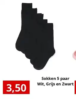 NH Market Sokken 5 paar Wit, Grijs en Zwart aanbieding