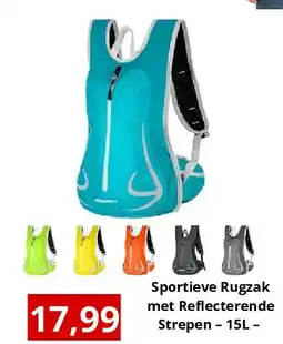NH Market Sportieve Rugzak met Reflecterende Strepen – 15L – aanbieding