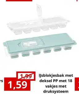 NH Market IJsblokjesbak met deksel PP met 18 vakjes met druksysteem aanbieding