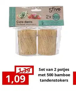 NH Market Set van 2 potjes met 500 bamboe tandenstokers aanbieding