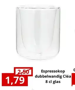 NH Market Espressokop dubbelwandig Cléa 8 cl glas aanbieding