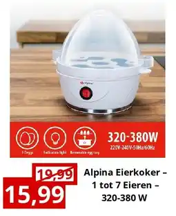 NH Market Alpina Eierkoker – 1 tot 7 Eieren – 320-380 W aanbieding
