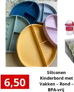 NH Market Siliconen Kinderbord met Vakken – Rond – BPA-vrij aanbieding