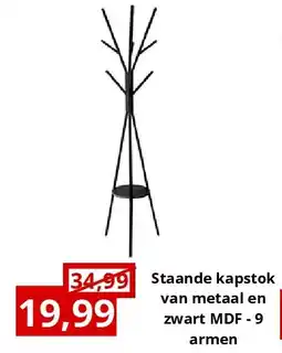 NH Market Staande kapstok van metaal en zwart MDF - 9 armen aanbieding