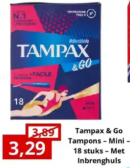 NH Market Tampax & Go Tampons – Mini – 18 stuks – Met Inbrenghuls aanbieding