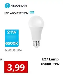 NH Market E27 Lamp 6500K 21W aanbieding