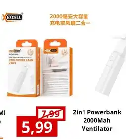 NH Market 2in1 Powerbank 2000Mah Ventilator aanbieding