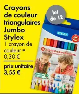 TEDi Crayons de couleur triangulaires Jumbo Stylex aanbieding