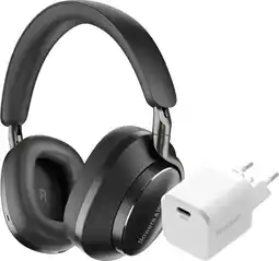 Coolblue Bowers & Wilkins Px8 Zwart + BlueBuilt Power Delivery Oplader met Usb C Poort 20W Wit aanbieding
