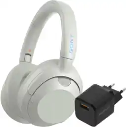 Coolblue Sony ULT Wear Wit + BlueBuilt Quick Charge Oplader met Usb A Poort 18W Zwart aanbieding