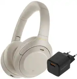 Coolblue Sony WH-1000XM4 Zilver + BlueBuilt Quick Charge Oplader met Usb A Poort 18W Zwart aanbieding