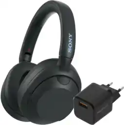 Coolblue Sony ULT Wear Zwart + BlueBuilt Quick Charge Oplader met Usb A Poort 18W Zwart aanbieding
