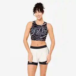 Decathlon Crop top voor fitness voor dames zwart aanbieding