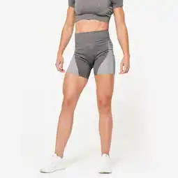 Decathlon Naadloze fitnessshort met hoge taille zwart aanbieding