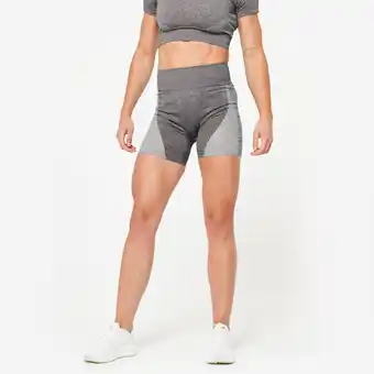Decathlon Naadloze fitnessshort met hoge taille zwart aanbieding