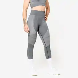 Decathlon Naadloze fitnesslegging met hoge taille en smartphonezak grijs aanbieding