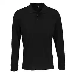 Decathlon Unisex poloshirt met lange mouwen van katoen voor volwassenen (Zwart) aanbieding