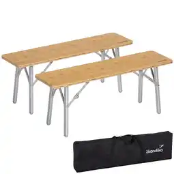 Decathlon Set van 2 Tolja bank - bamboe campingbankje - 100 x 27 x 39 cm - weerbestendig aanbieding