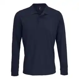 Decathlon Unisex poloshirt met lange mouwen van katoen voor volwassenen (Franse marine) aanbieding