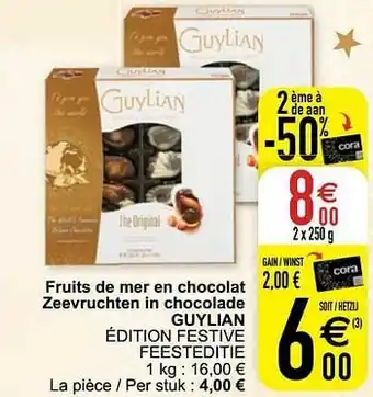 Cora Fruits de mer en chocolat zeevruchten in chocolade guylian édition festive feesteditie aanbieding