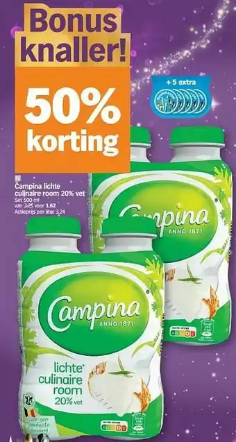 Albert Heijn Campina lichte culinaire room 20% vet aanbieding