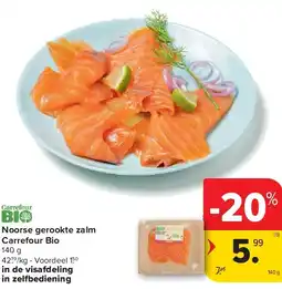 Carrefour Noorse gerookte zalm Carrefour Bio aanbieding